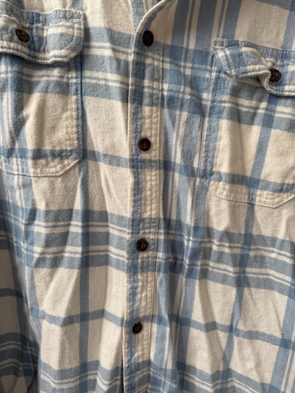 XL Blue & White Plaid Oversized Button-Up Shirt - Picture 4 of 6